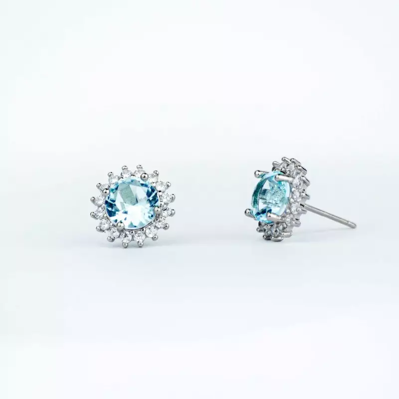 Blue topaz daisy earrings
