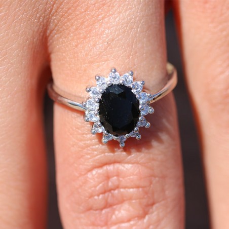 Ovale Marguerite© Zwarte Diamant Ring