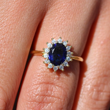 Marguerite© Ring Blue Sapphire Yellow Gold