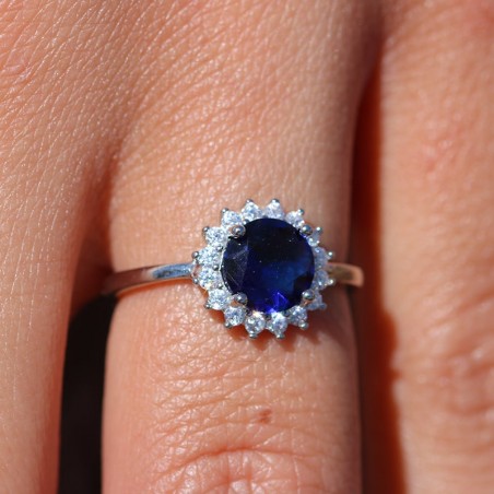 Anillo Margarita© Zafiro Azul Redondo