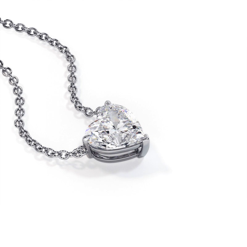 Pendentif Promesse Diamant Taille Coeur en Or ou Platine au choix