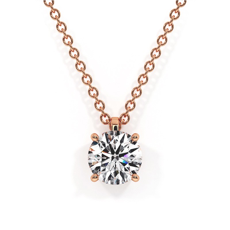 Round diamond pendant in rose gold Elle