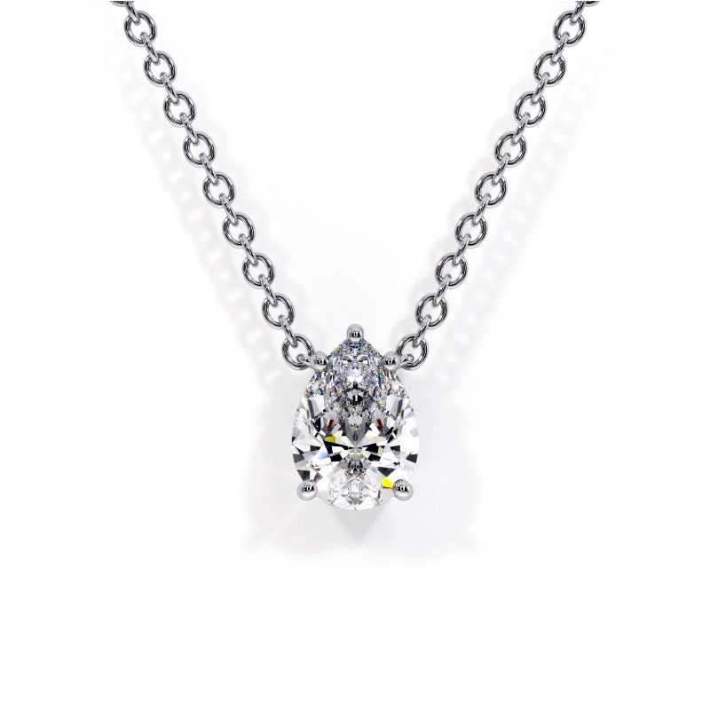 Pendentif diamant poire or blanc Promesse