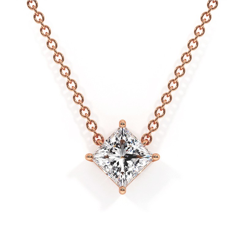Princess diamond pendant in rose gold Promesse