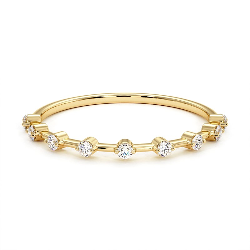 Demi alliance diamants Luna en or Jaune 18K, 750,1000 Demi alliance diamants Luna en or Jaune 18K, 750,1000