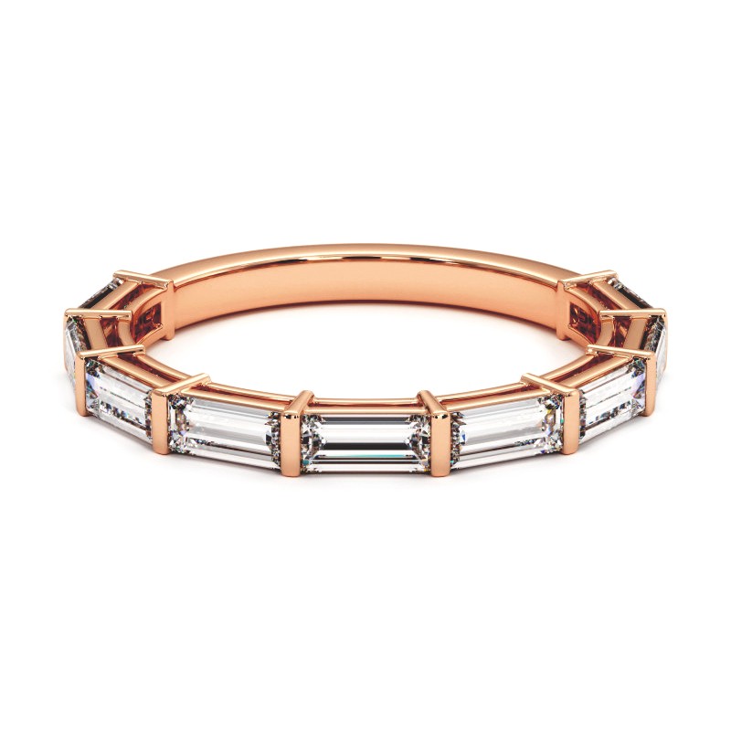 Halber Diamant-Verlobungsring Reine im Baguette-Stil, eingerahmt in Stangen