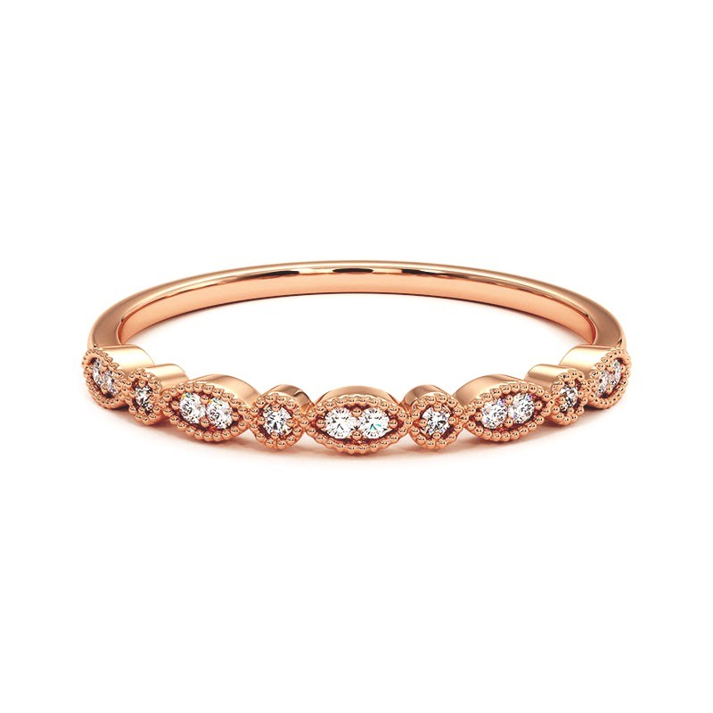 Demi alliance diamants Ma Jolie en or rose 18k, 750/1000