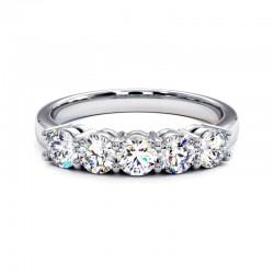 Demi alliances diamants ronds promesse 5 diamants