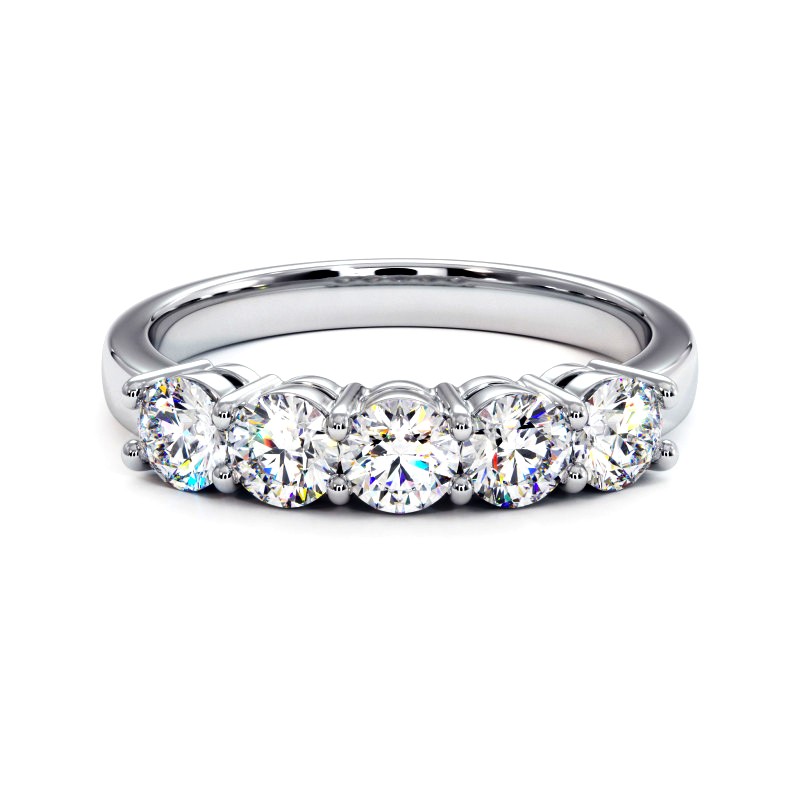 Half round diamond bands promesse 5 diamonds