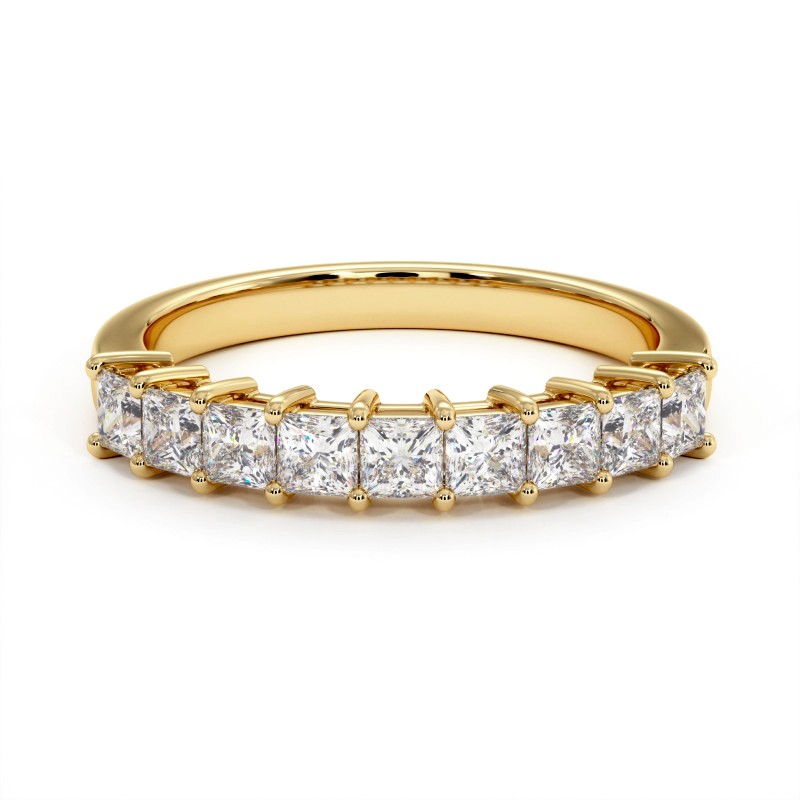 Promesse-Halb-Trauring mit Princess-Diamanten