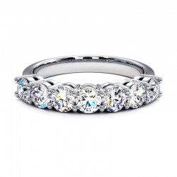 Demi alliance diamants promesse 7 diamants ronds taille brillant or blanc
