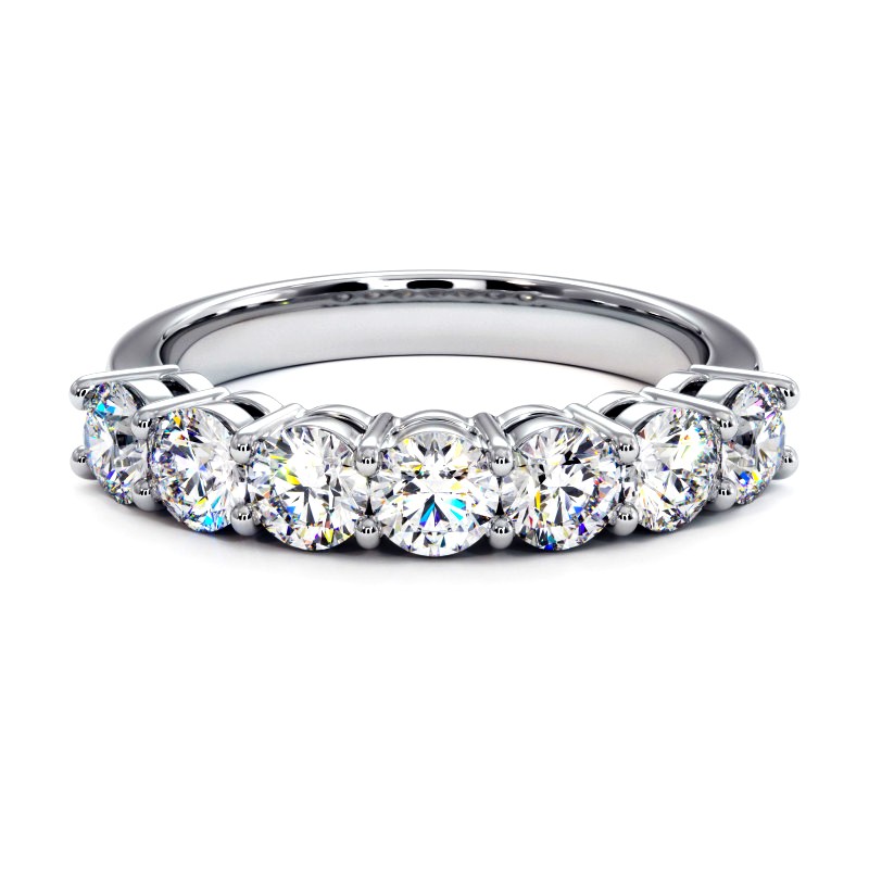 Demi alliance diamants promesse 7 diamants ronds taille brillant or blanc Demi alliance diamants promesse 7 diamants ronds taille brillant or blanc
