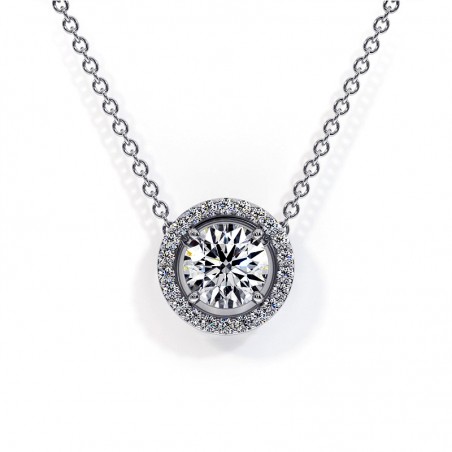 Runder Halo Diamant Anhänger Ma vie