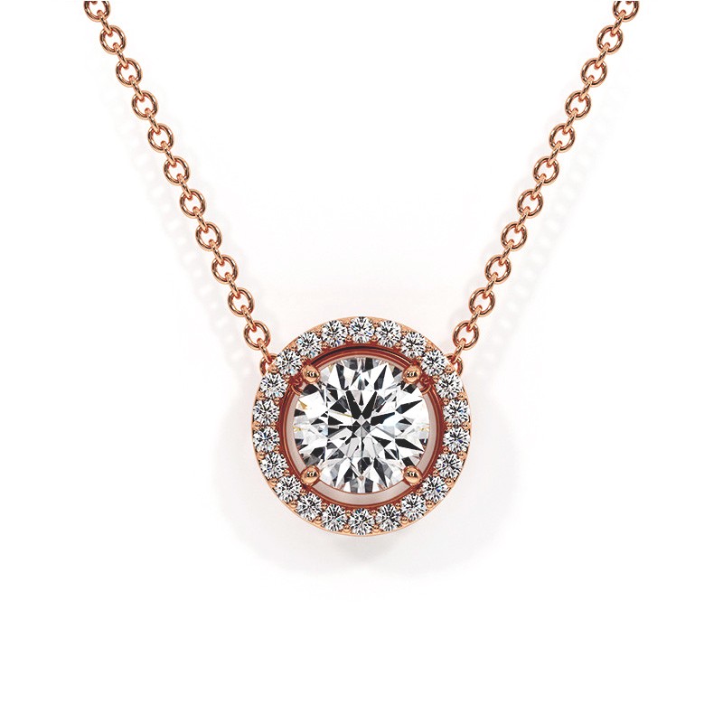 Pendentif diamant rond halo Ma Vie