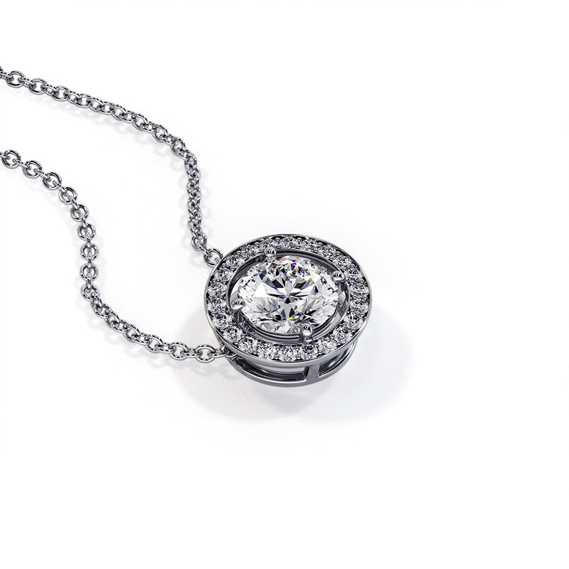 Pendentif Diamants Mon Amour Taille Rond Brillant en Or ou Platine