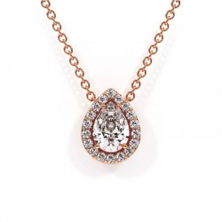 Halo Birnen Diamant Anh&auml;nger Ma vie in Ros&eacute;gold