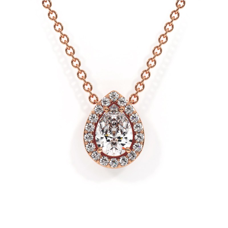 Pendentif diamants poire halo Ma Vie en or rose