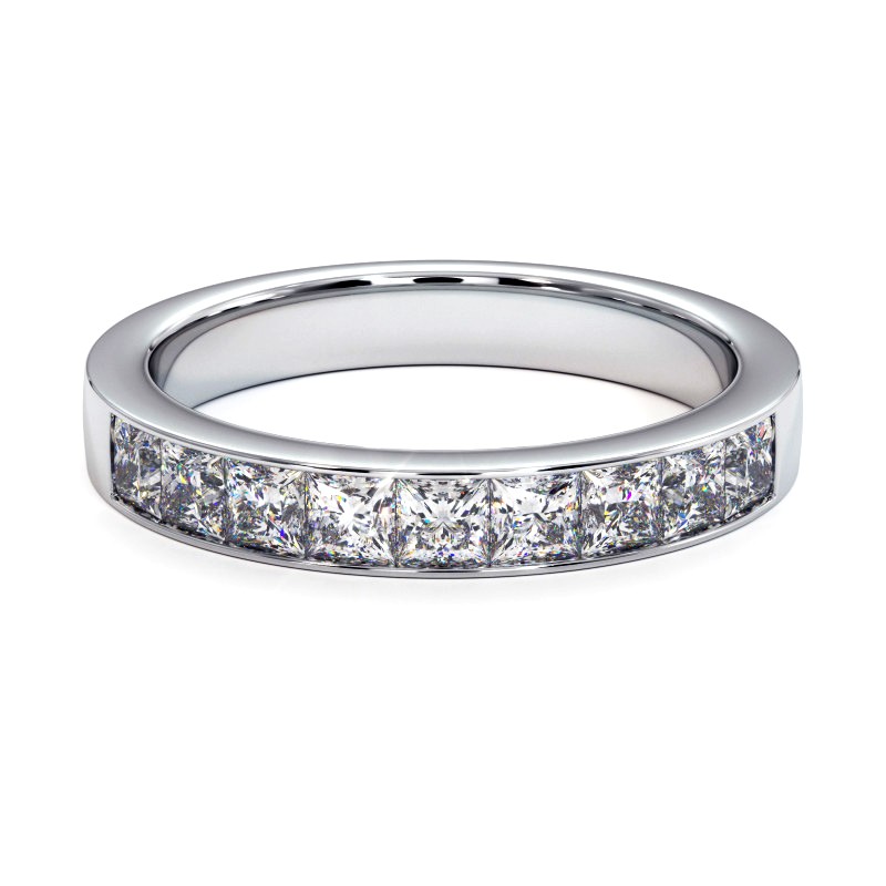 halve alliantie prinses diamanten rail mon trésor in platina 950/1000 halve alliantie prinses diamanten rail mon trésor in platina 950/1000