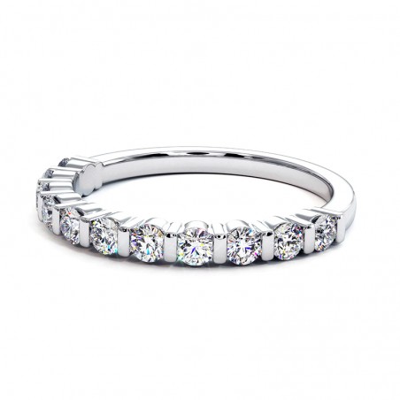 Halb-Trauring mit runden Diamanten im Barrette-Stil &ndash; Reine