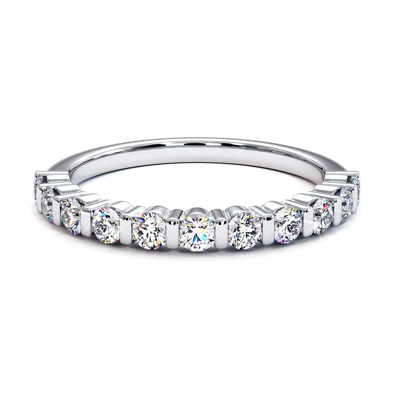 Reine Halbmemory-Ring mit runden Diamanten und Metallstegen