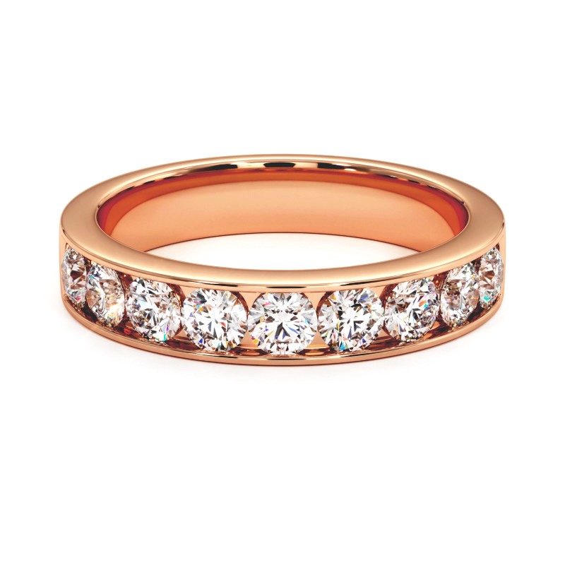 Demi alliance rail or rose diamants ronds brillants Demi alliance rail or rose diamants ronds brillants