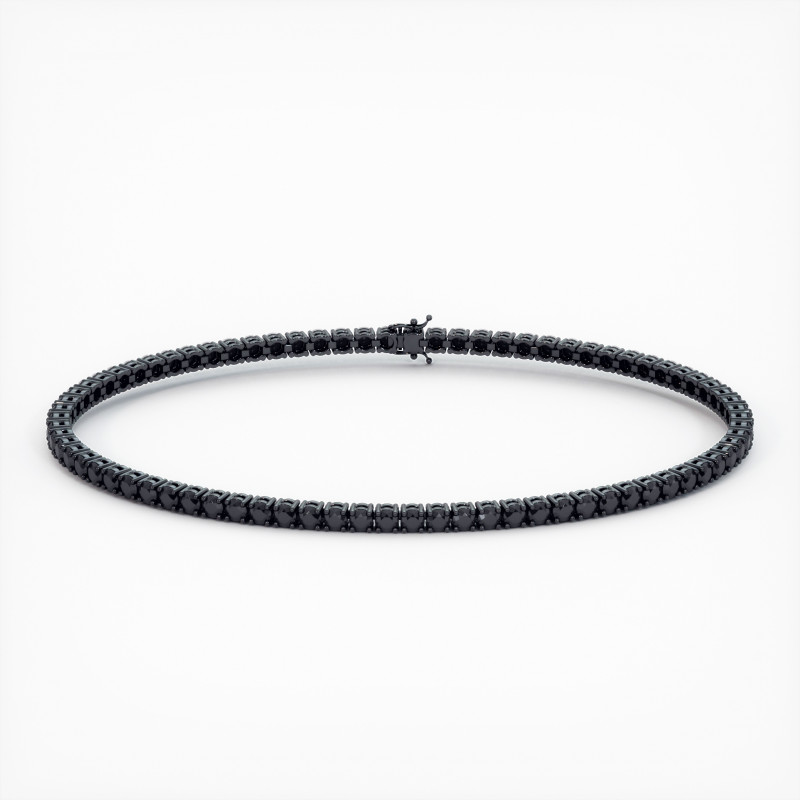 Zwarte Diamanten Rivier Armband Zwart Goud