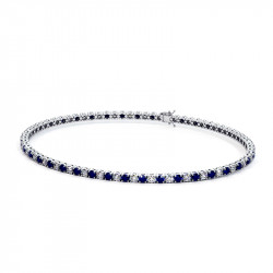 Bracelet Rivière Diamants et Saphirs Bleus Or 18K | Celinni