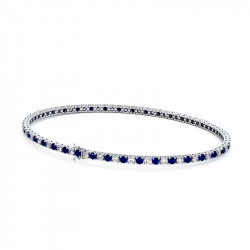 Bracelet Rivière Diamants et Saphirs Bleus Or 18K | Celinni