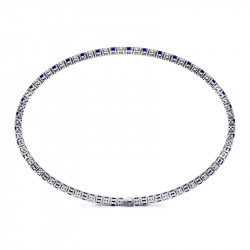 Bracelet Rivière Diamants et Saphirs Bleus Or 18K | Celinni