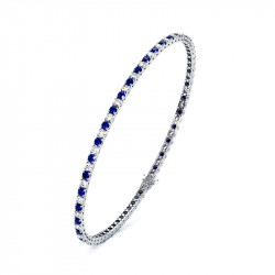 Bracelet Rivière Diamants et Saphirs Bleus Or 18K | Celinni