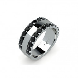 ANILLO DE ALTA JOYER&Iacute;A RUE DE LA PAIX DIAMANTES NEGROS