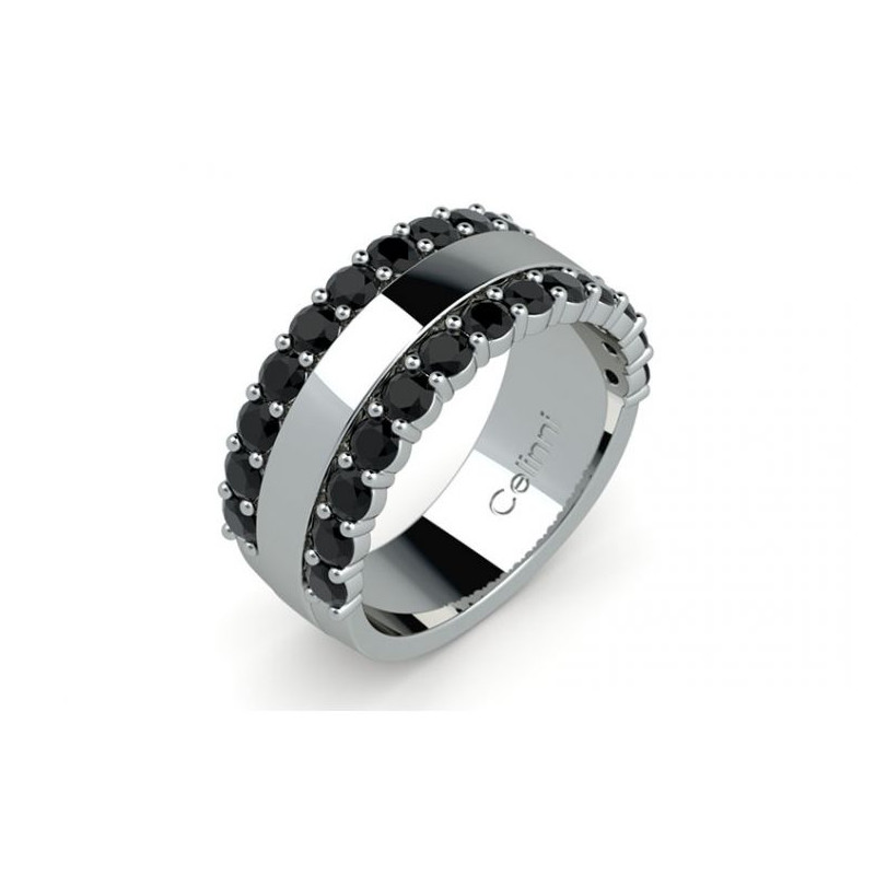 ANILLO DE ALTA JOYER&Iacute;A RUE DE LA PAIX DIAMANTES NEGROS