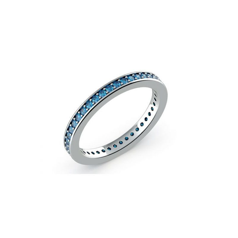 Alianza Diamantes Azules Vuelta Completa Oro Blanco 18K
