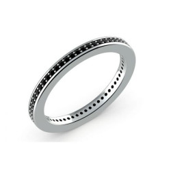Alianza Diamantes Negros Vuelta Completa Oro Blanco 18K