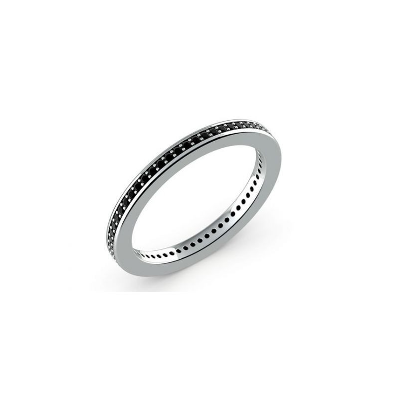Alianza Diamantes Negros Vuelta Completa Oro Blanco 18K