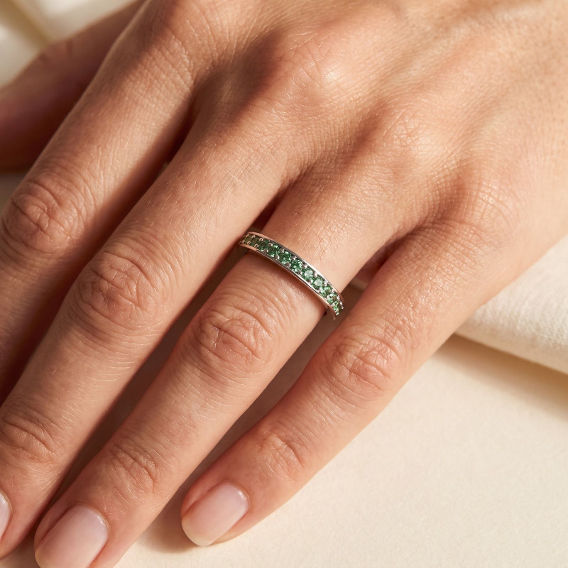 Alliance Diamants Verts Tour Complet Or Blanc 18K | Celinni