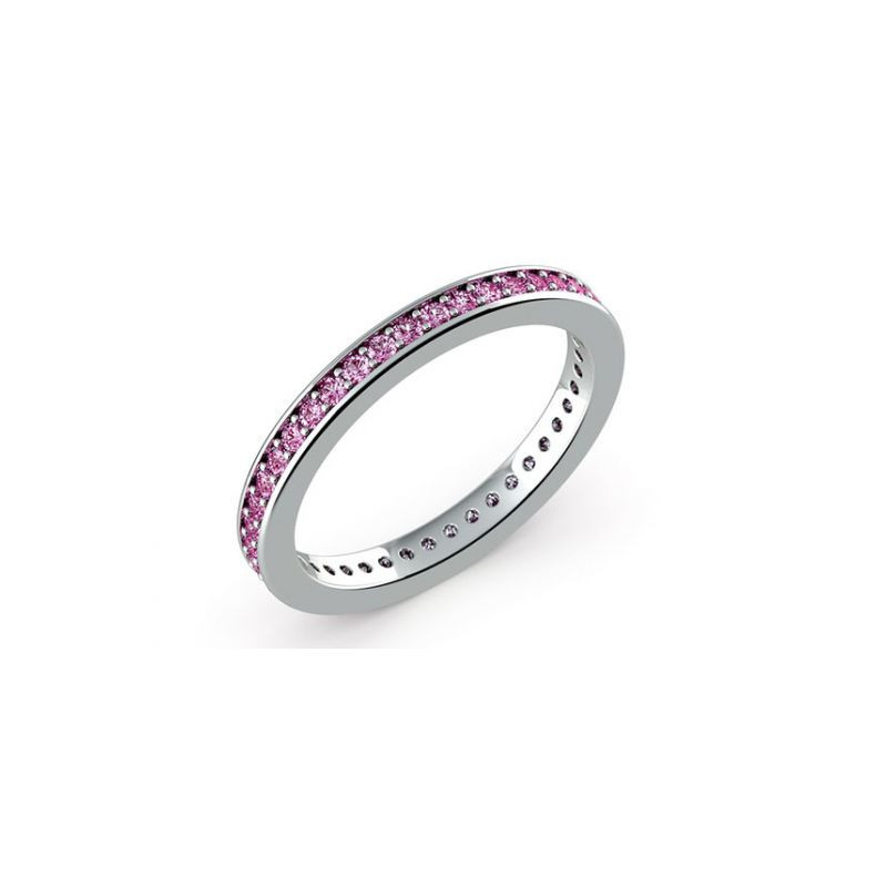 Ehering violette Diamanten 18K Weißgold rundum besetzt