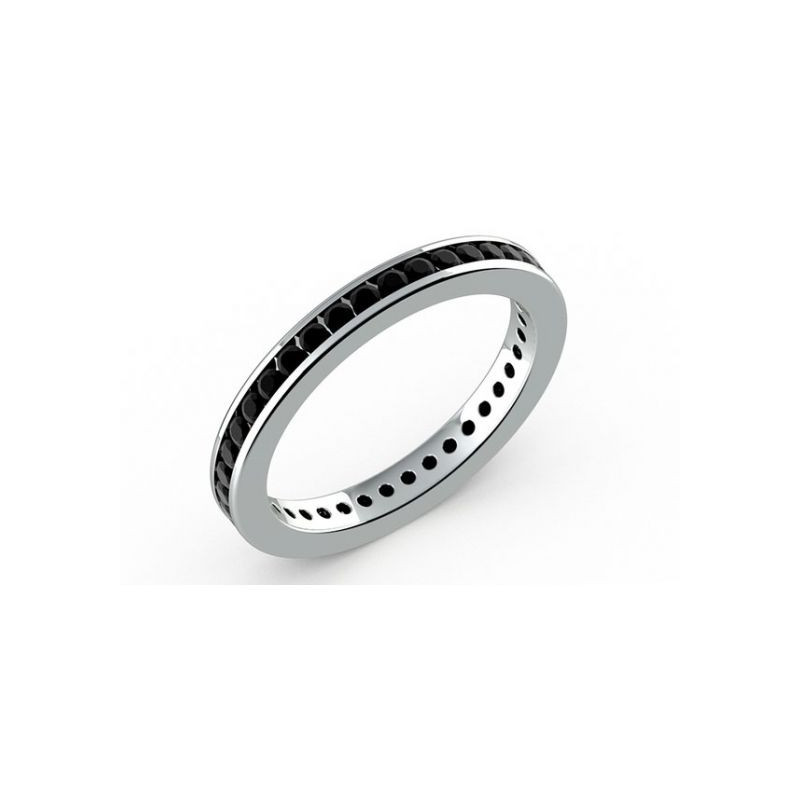 Alliance Diamants Noirs Serti Rail Or Blanc 18K