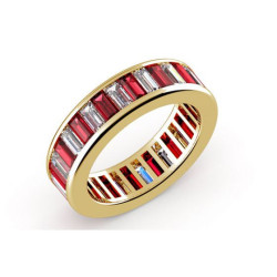 Diamond & Burmese Ruby Channel-Set Wedding Band in 18K Gold