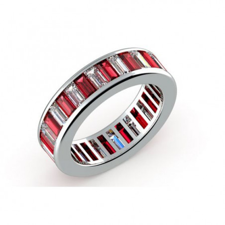 Alliance Rail Baguettes Diamants Et Rubis