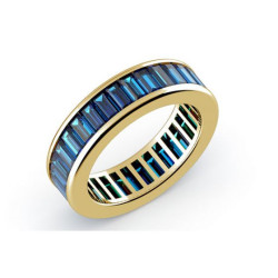 Memoire-Ring Blaue Saphire Kanalfassung 18K Gelbgold | Celinni