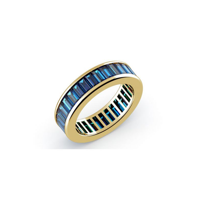 Alliance Saphirs Bleus Serti Rail en Or Jaune 18 Carats