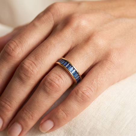 Memoire-Ring Blaue Saphire Kanalfassung aus 18 Karat Gelbgold