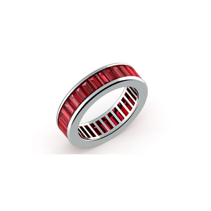Memoire-Ring Rubine Kanalfassung 18K Weißgold | Celinni