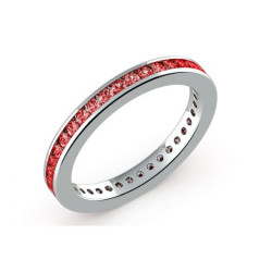 Memoire-Ring Rote Diamanten Kanalfassung 18K Weißgold | Celinni