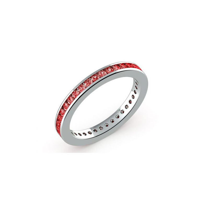 Memoire-Ring Rote Diamanten Kanalfassung 18K Wei&szlig;gold | Celinni