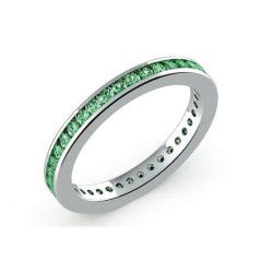Alianza Diamantes Verdes Engaste Carril Oro Blanco 18K | Celinni