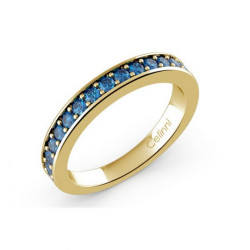 Demi-Alliance Diamants Bleus Serti Griffes Or Blanc 18K | Celinni