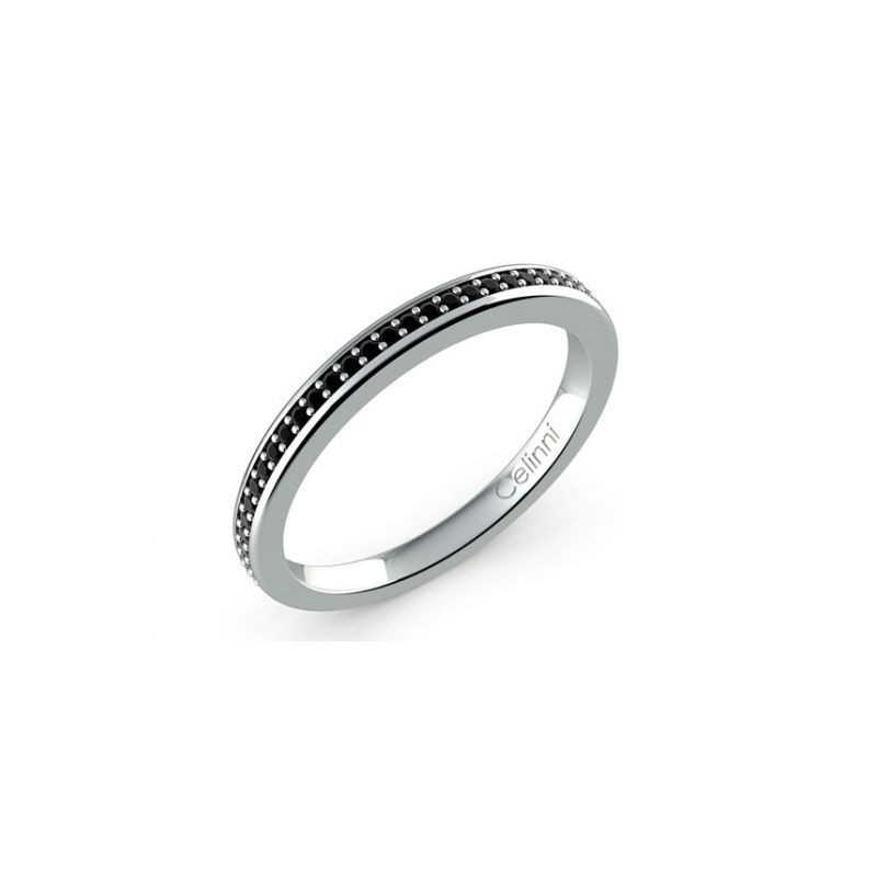 Black Diamond Prong Set Half Eternity Ring 18K White Gold | Celinni