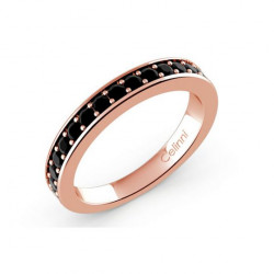 Demi-Alliance Diamants Noirs Serti Griffes Or Blanc 18K | Celinni